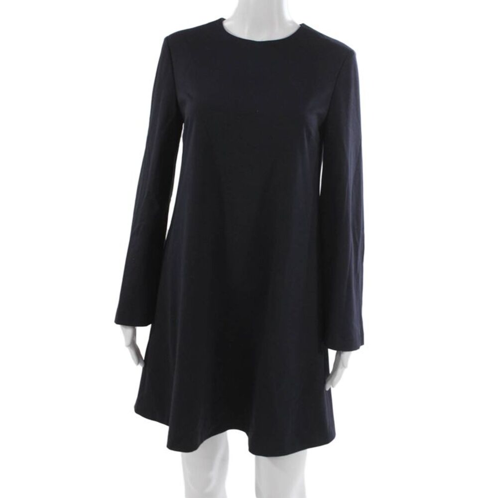 Sharis Womens Shift Dress Blue Long Sleeve Viscose Mini Size 40